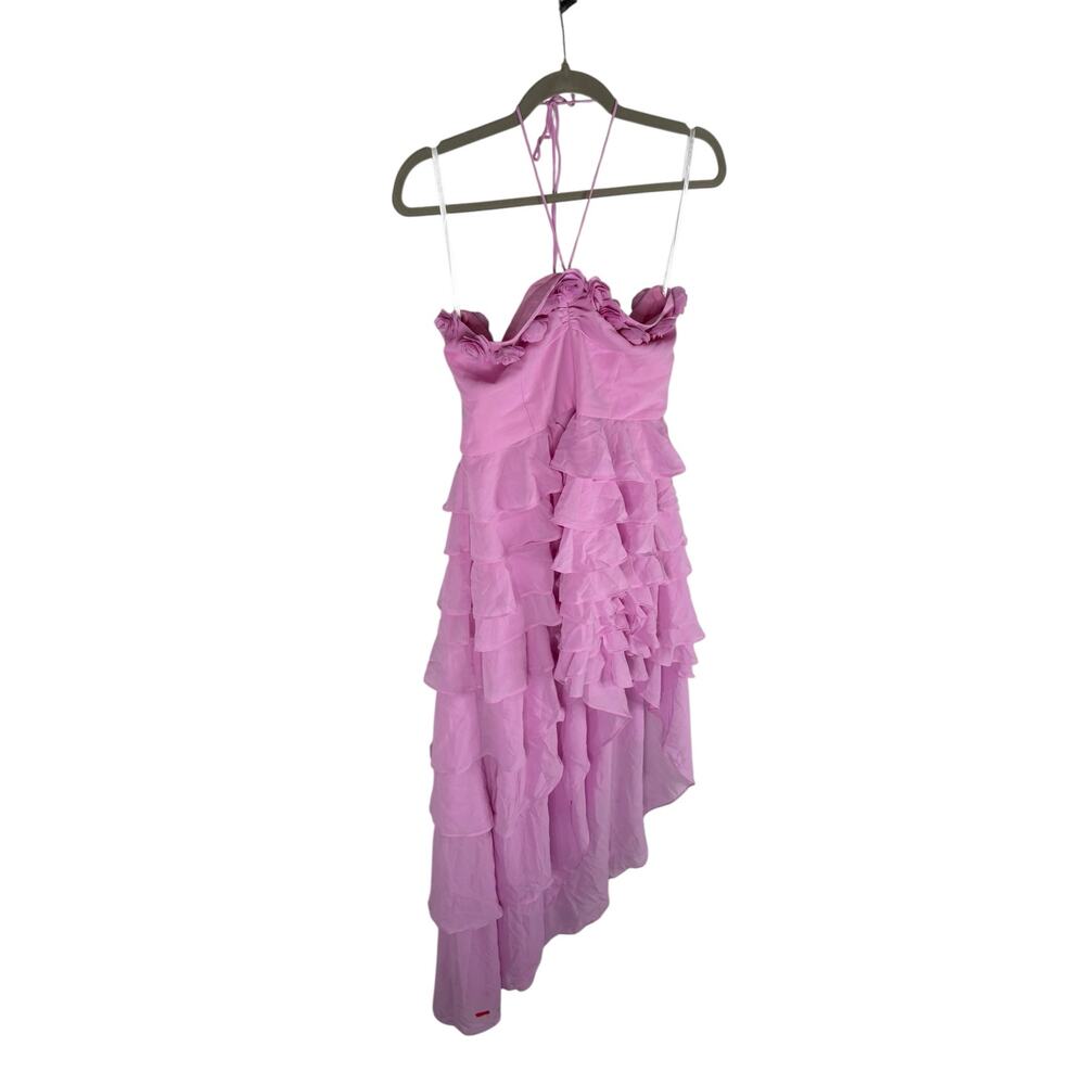 Majorelle Brittan Asymmetrical Gown Halter Rosette Ruffle Prom Hoco Fairy Boho M - Picture 5 of 13